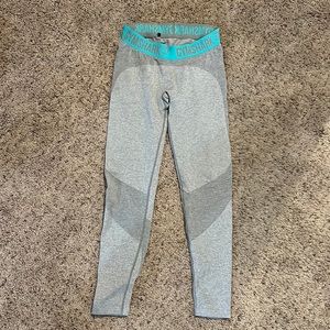 Gymshark gray and teal blue moisture management legging medium